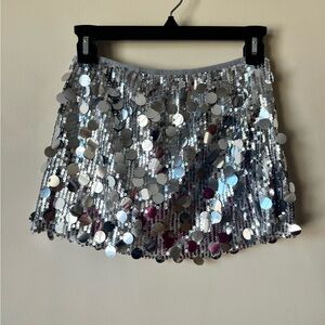Glamorous Silver Sequin Mini Skirt